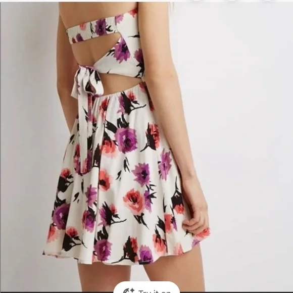 Forever 21 Floral Dress with Pink and Purple Accents - Picture 1 of 4